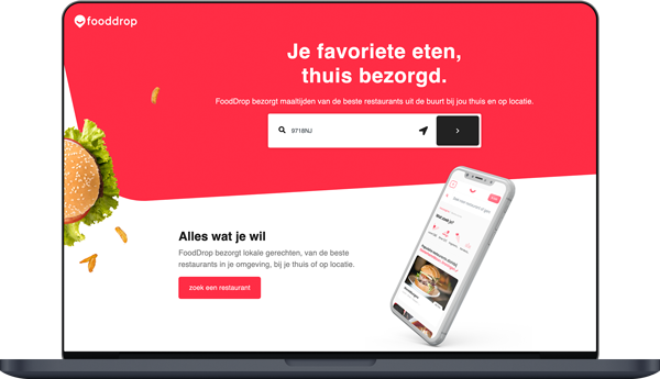 FoodDrop website voorbeeld